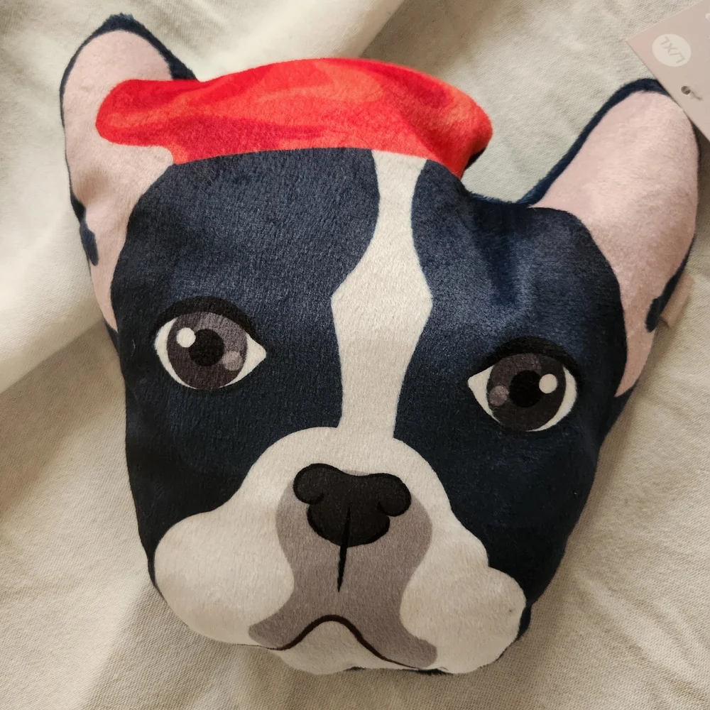 French Bulldog Plush Dog Toy Red Beret FabFitFun NWT Gift for Dog Lovers
